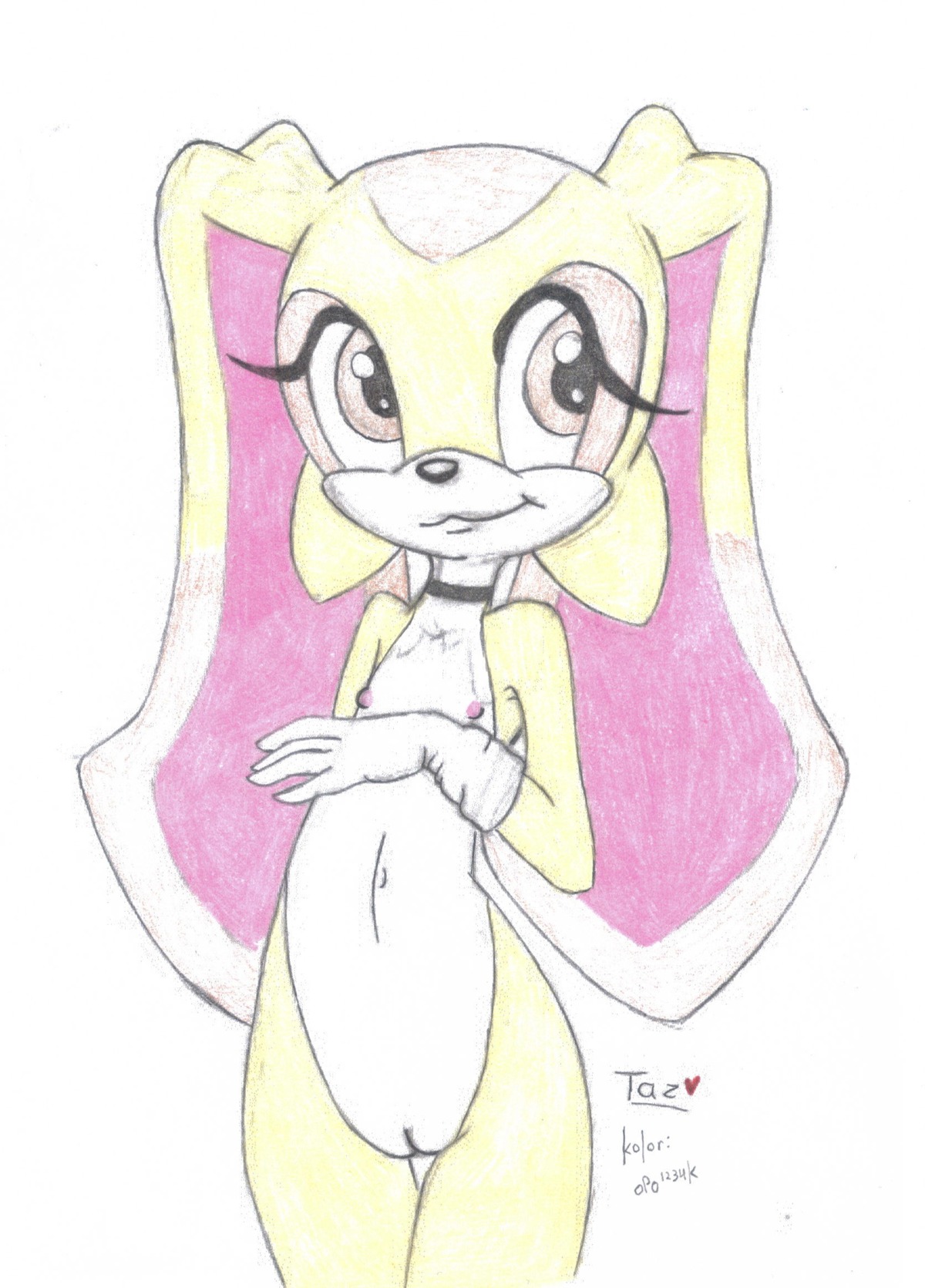 big_head color cream_the_rabbit female female_only front_view fur furry gloves huge_eyes innocenttazlet long_ears mostly_nude pussy rabbit rule34 sega solo sonic_(series) sonic_the_hedgehog_(series) standing tagme toony