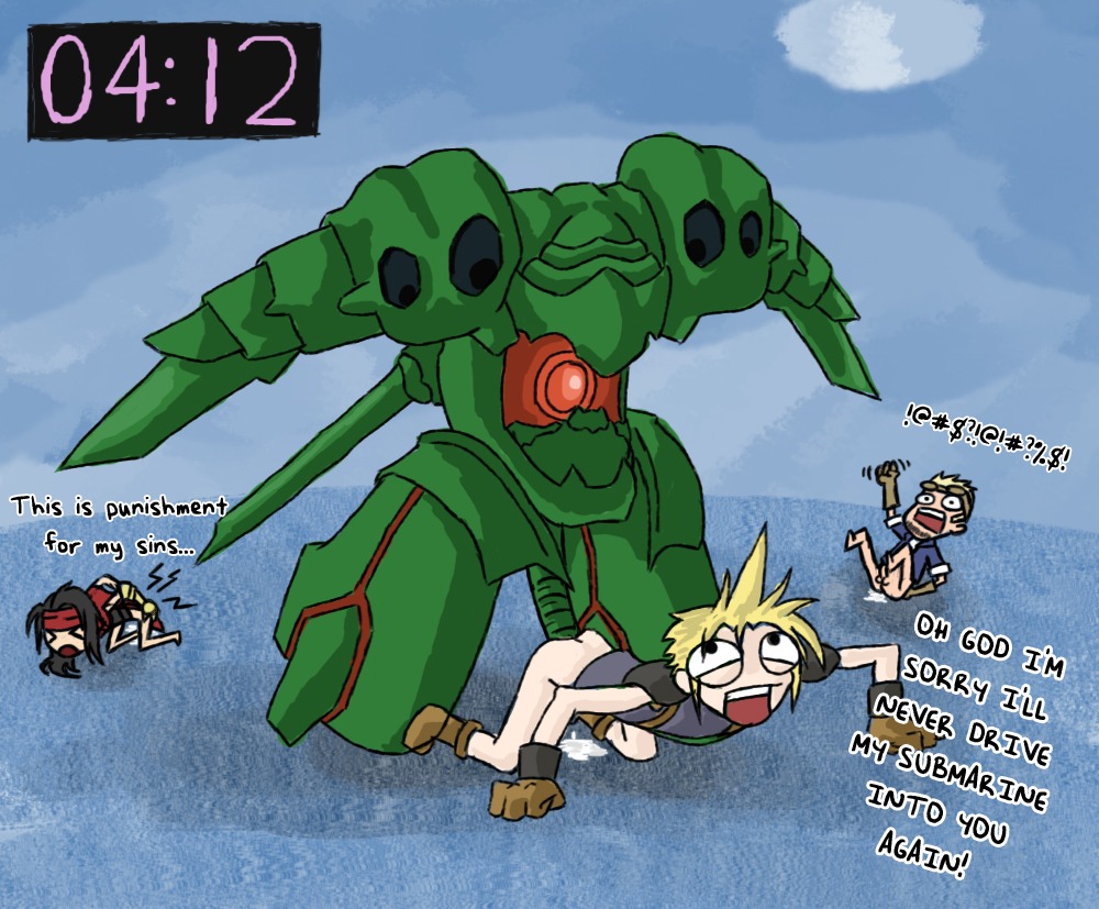 3boys anal cid_highwind cloud_strife cum emerald_weapon final_fantasy final_fantasy_vii gay korokuro low_effort male male_only penis robot rule34 vincent_valentine yaoi