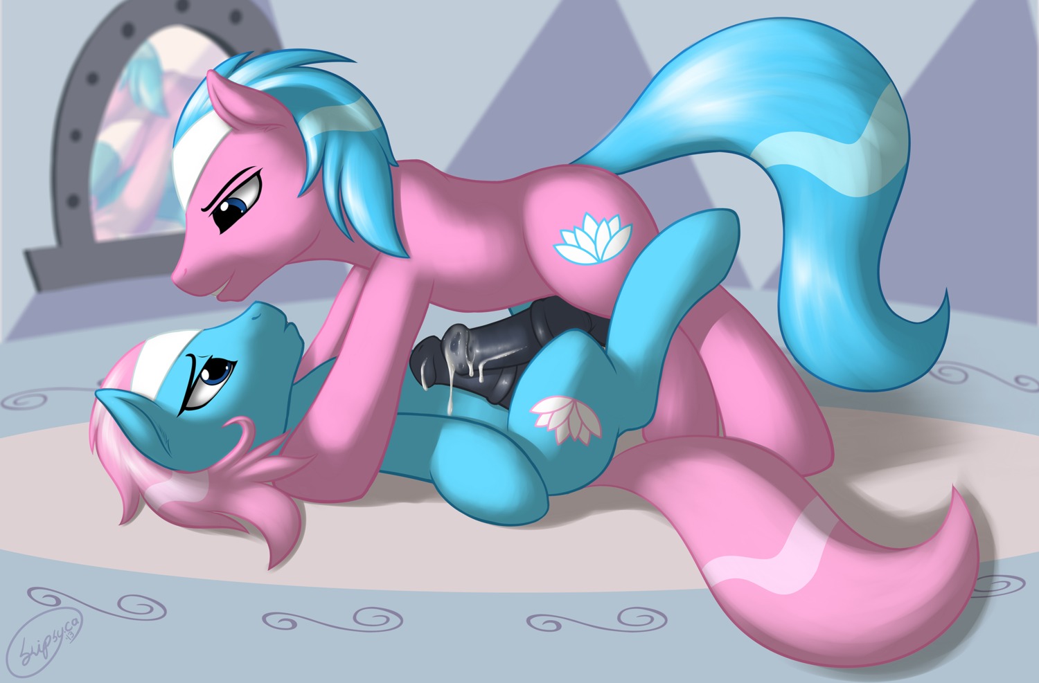 aloe_(mlp) animal_genitalia animal_penis black_penis blue_body blue_eyes blue_hair bodily_fluids brother_(lore) brothers_(lore) crossgender cum cum_on_penis cutie_mark duo e621 earth_pony equid equine equine_genitalia equine_penis erection eye_contact feral feral_on_feral friendship_is_magic frottage ftm_crossgender genital_fluids genitals hair hasbro hi_res horse incest_(lore) looking_at_another lotus_(mlp) lying male male/male mammal my_little_pony nude on_back penile penis penises_touching pink_body pink_hair pony precum sex sibling_(lore) skipsy tail twincest_(lore) twins_(lore)