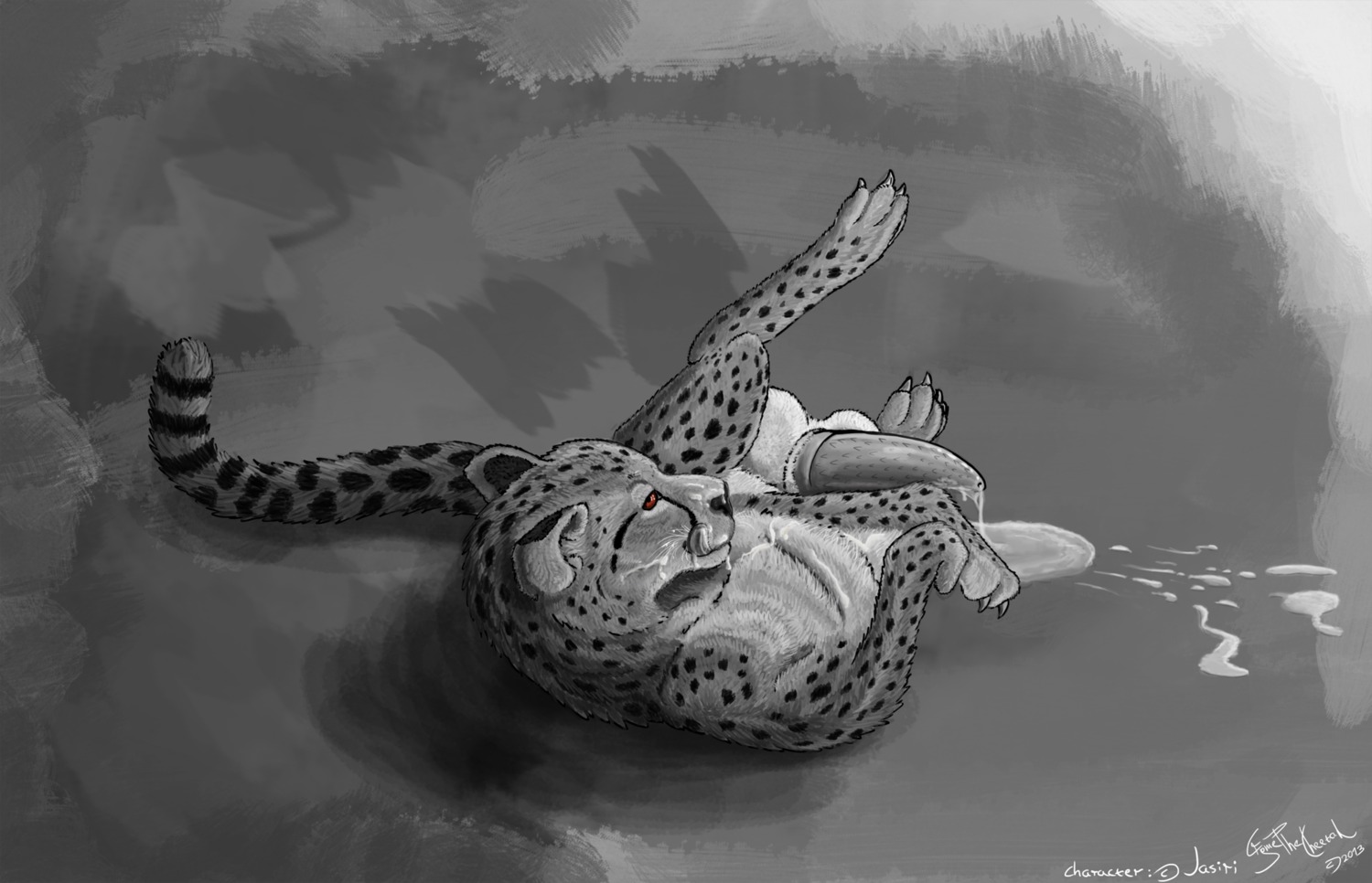 2013 animal_genitalia animal_penis autofellatio balls big_balls big_penis bodily_fluids cheetah cryme_the_cheetah cum cum_in_mouth cum_in_own_mouth cum_in_self cum_inside cum_on_chest cum_on_face cum_on_own_face cum_on_self e621 erection felid feline feline_genitalia feline_penis feral genital_fluids genitals grin hi_res jasiri legs_up licking looking_at_viewer lying male mammal masturbation messy monochrome on_back oral oral_masturbation penile penile_masturbation penile_spines penis precum realistic red_eyes shaded smile solo spot_color spots tongue tongue_out