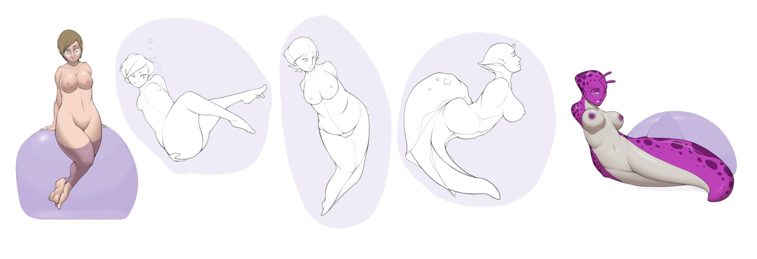 2013 5_fingers 5_toes armless blue_eyes breasts e621 feet female fingers fused_arms fused_legs gastropod genitals hi_res human humanoid mammal mollusk monster monstrous_humanoid navel nipples nude pink_nipples purple_nipples simple_background slug solo taus toes transformation vulva white_background