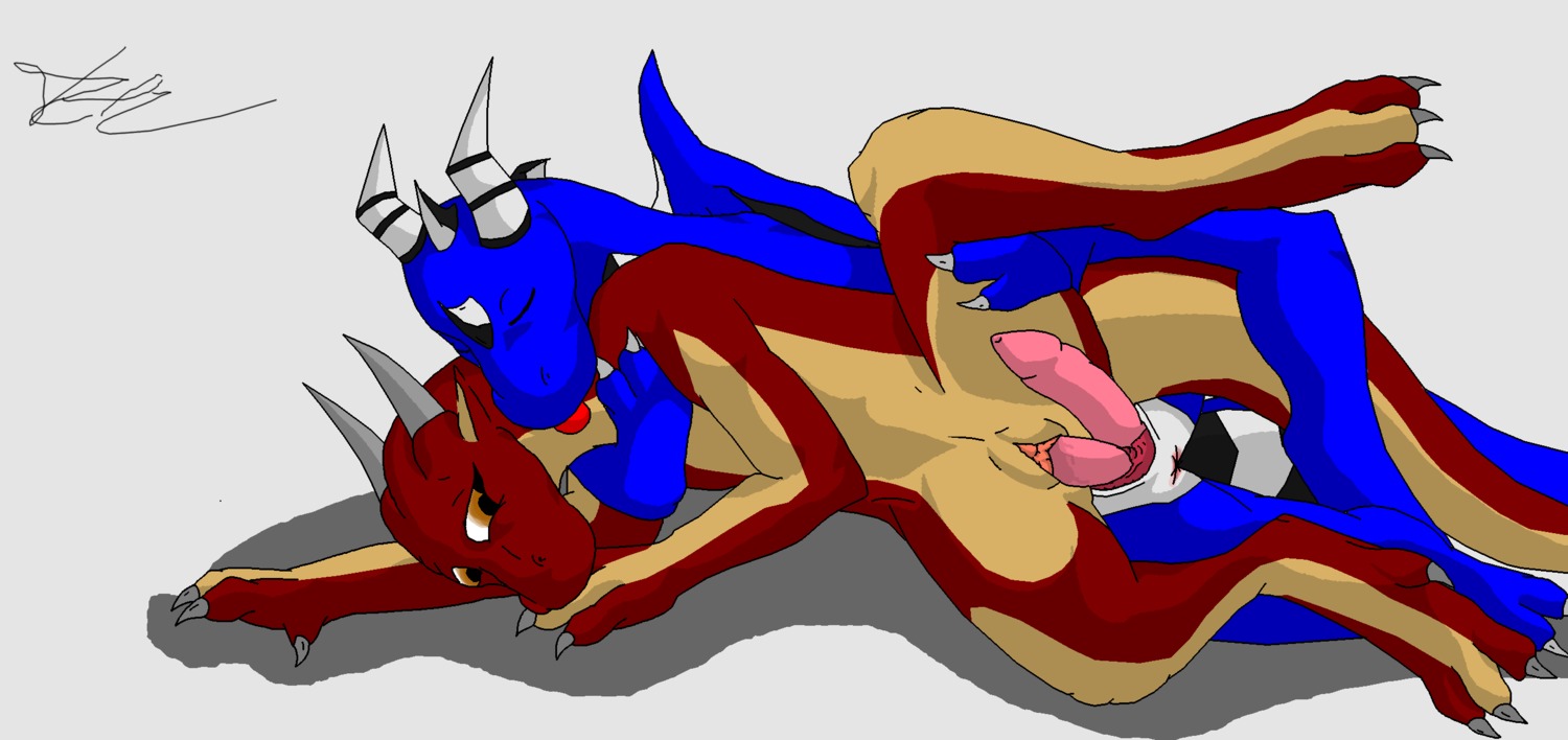 2_penises animal_genitalia animal_penis anthro anus blue_body dragon duo e621 erection female female_penetrated genital_slit genitals hemipenes hi_res horn male male/female male_penetrating male_penetrating_female multi_genitalia multi_penis mythological_creature mythological_scalie mythology nude penetration penile penile_penetration penis penis_in_vagina red_body scalie sex simple_background tail unavailable_at_source vaginal vaginal_penetration vulva wyldfire7