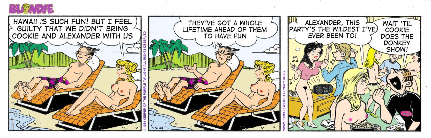 alexander_bumstead blondie_(comic) blondie_bumstead casual dagwood_bumstead female group human male nudist pale_skin public rule34 tagme
