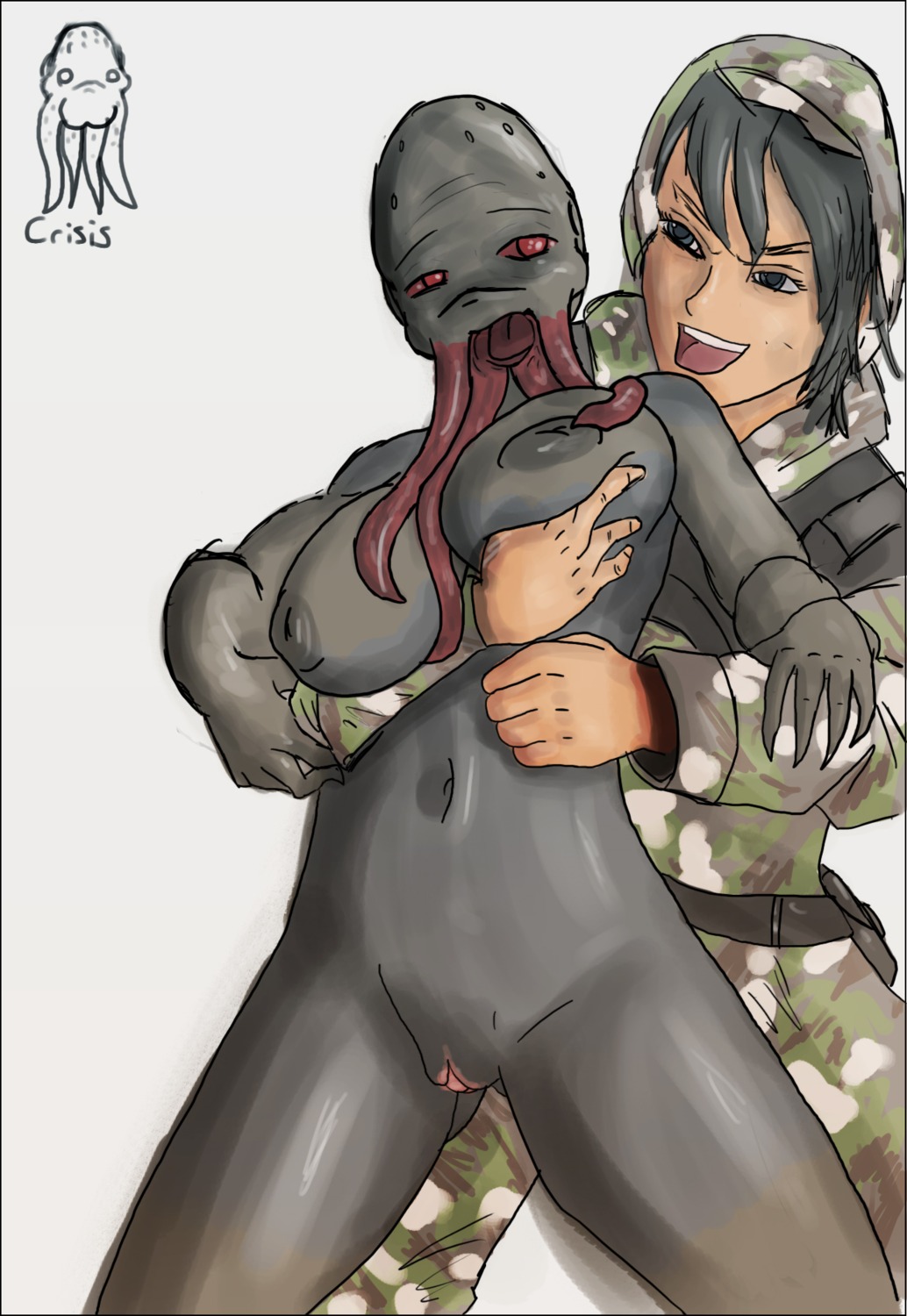 bloodsucker breasts crisis-omega duo e621 eyebrows female genitals grey_nipples hi_res nipples non-mammal_nipples pink_vulva s.t.a.l.k.e.r. simple_background vulva white_background