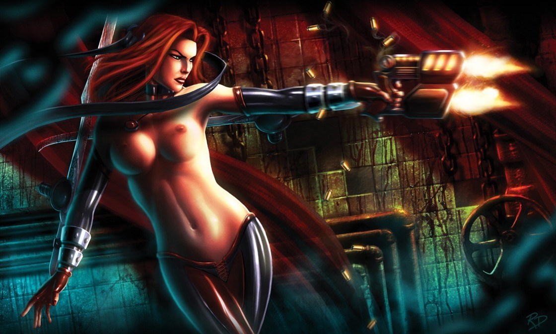 1girls artist_request bloodrayne breasts female female_only long_hair majesco navel nipples rayne red_hair rule34 solo tagme