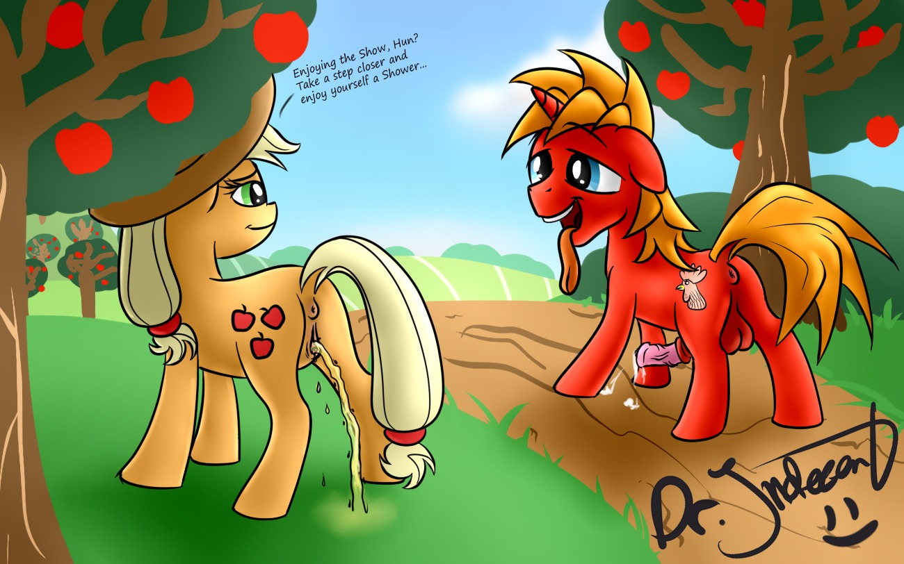 2012 anus applejack_(mlp) backsack balls blue_eyes bodily_fluids brother_(lore) butt clothing cloud cowboy_hat cum cutie_mark digital_media_(artwork) dr-indecent duo e621 earth_pony ejaculation equid equine erection fan_character female female_peeing feral friendship_is_magic fur genital_fluids genitals green_eyes hands-free hasbro hat headgear headwear horn horse male mammal my_little_pony mythological_creature mythological_equine mythology open_mouth orange_body orange_fur outside peeing penis pony quadruped red_body red_fur sibling_(lore) sister_(lore) sky tail tongue tongue_out unicorn urine urine_stream vulva