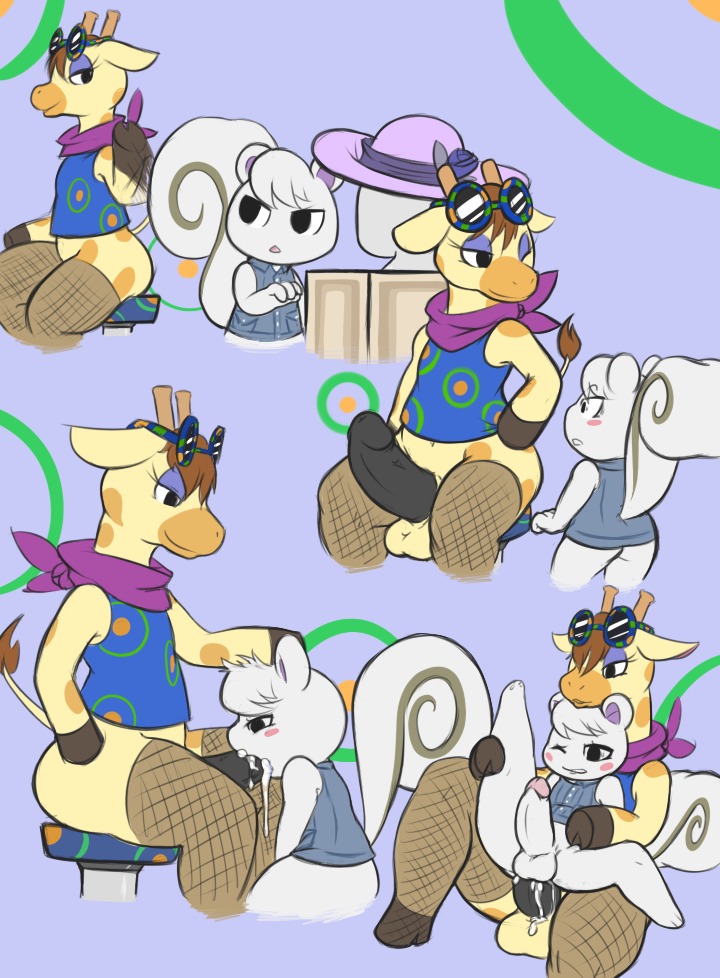 2014 aintsmart anal anal_penetration animal_crossing anthro balls bodily_fluids bottomless clothed clothing cum cum_in_ass cum_in_mouth cum_inside duo duo_focus e621 erection fellatio femboy genital_fluids genitals giraffe giraffid gracie_(animal_crossing) group horn male male/male male_penetrating mammal marshal_(animal_crossing) multiple_images nintendo oral oral_penetration ossicone penetration penile penis rodent sciurid sex tree_squirrel