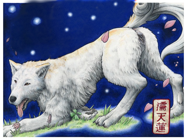 amaterasu_(okami) anatomically_correct anatomically_correct_genitalia anatomically_correct_vulva animal_genitalia animal_vulva butt canid canine canine_genitalia canine_vulva canis capcom clover_studio deity digital_media_(artwork) e621 female feral fur genitals in_heat mammal mixed_media night okami_(capcom) open_mouth paws presenting presenting_hindquarters quadruped solo tail third-party_edit tongue tongue_out traditional_media_(artwork) unknown_artist vulva white_body white_fur wolf