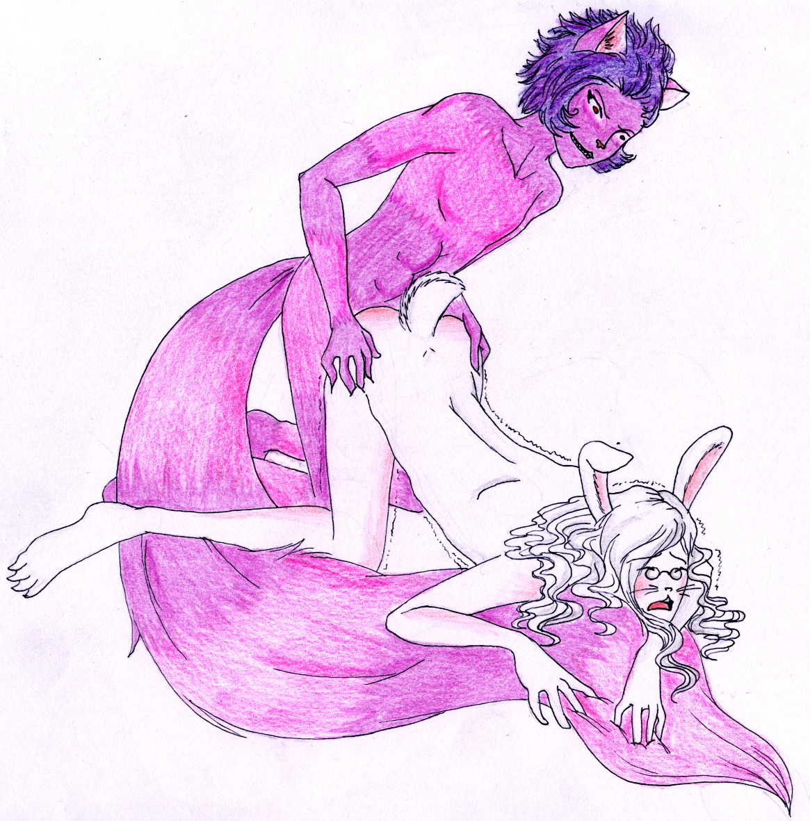 alice_in_wonderland cheshire_cat drawn gay male rule34 tagme white_background white_rabbit_(wonderland)