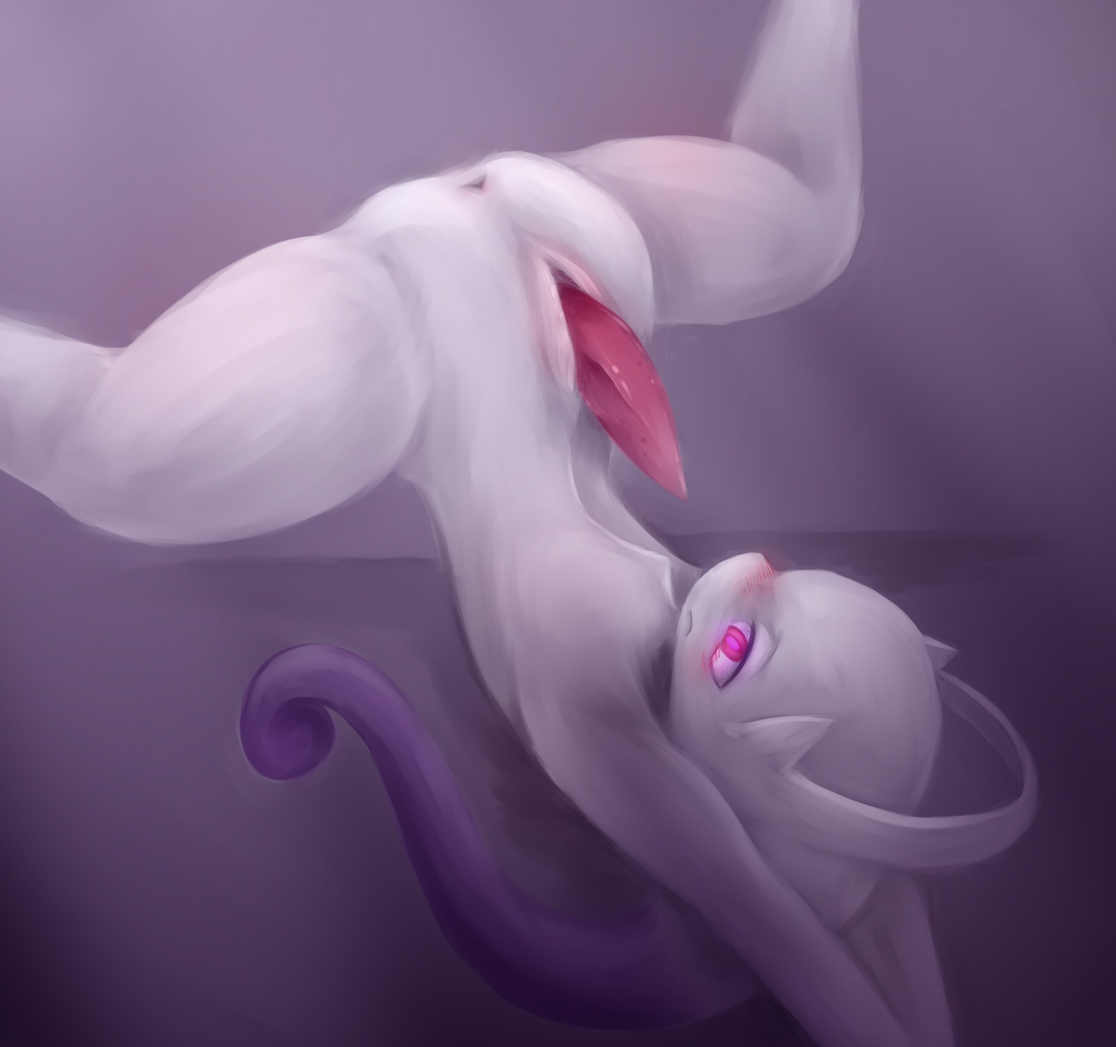 animal_genitalia anthro anus bald bdsm blush bondage bound butt e621 erection generation_6_pokemon genital_slit genitals glistening hi_res legendary_pokemon male mega_evolution mega_mewtwo mega_mewtwo_y nintendo nude nurinaki penis pink_eyes pink_penis pokemon pokemon_(species) purple_background raised_leg shadow simple_background solo spread_legs spreading submissive submissive_male tapering_penis vein white_body white_nose white_skin