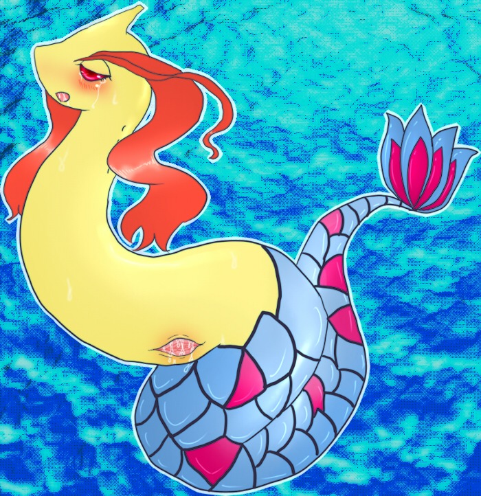 blush color female female_only feral milotic nude pokemon pussy pussy_juice rule34 side_view solo tagme vulva