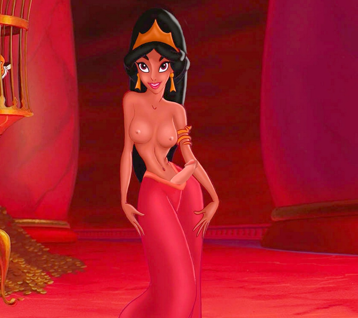 1futa aladdin arabian areola breasts dickgirl disney disney_princess erect_nipples erection evil_queen_jasmine futa_only futanari human intersex nipples no_bra penis penis_slip princess princess_jasmine rule34 slave solo solo_futa topless