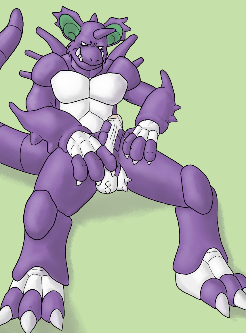 anthro balls claws color front_view male male_only nidoking nude penis pokemon pokemon_(species) purple_skin rule34 solo tagme testicles