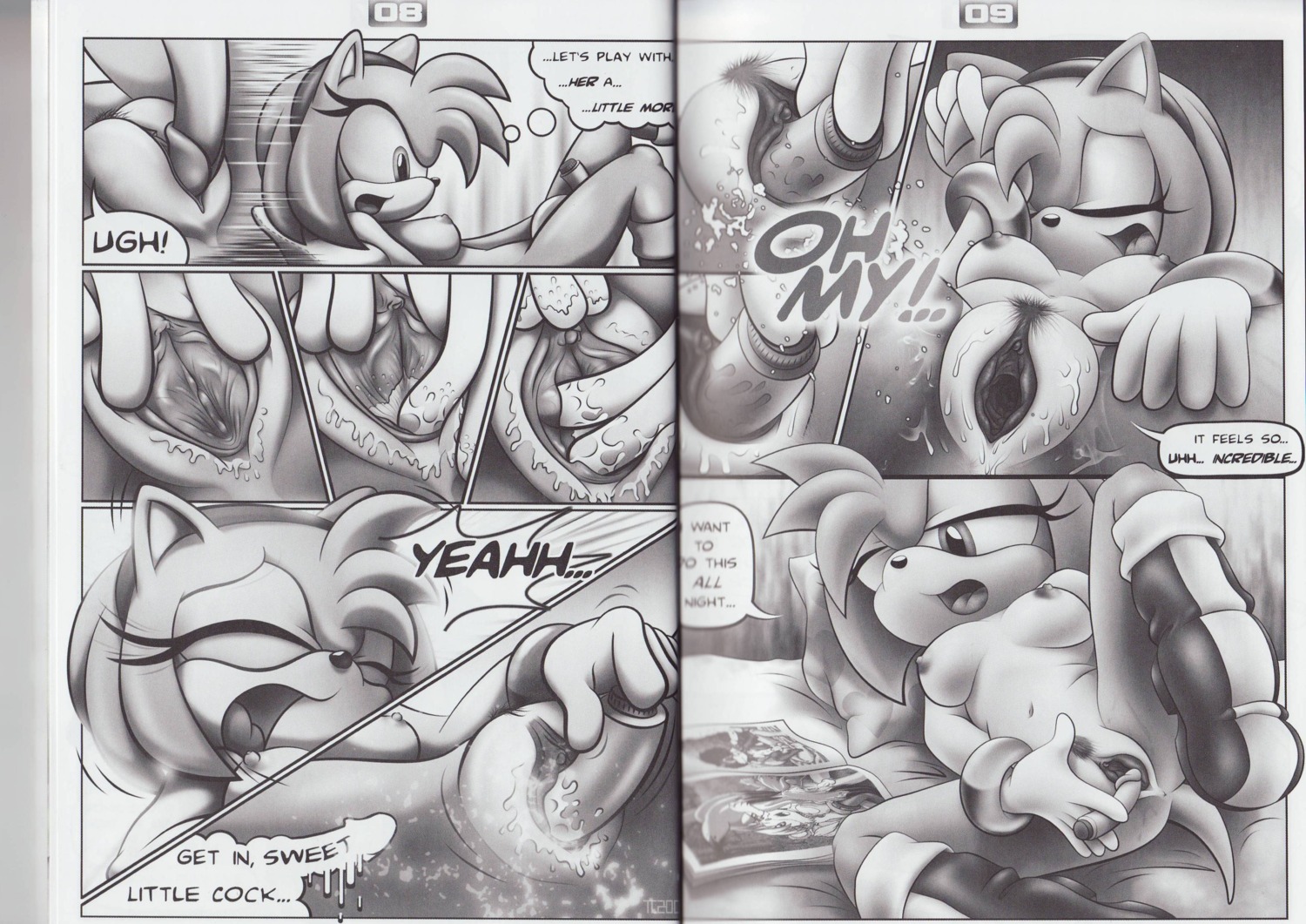 absurd_res amy_rose amy_untold anthro bodily_fluids breasts clitoris comic dialogue dildo e621 english_text eulipotyphlan eyes_closed female fingering fingering_self genital_fluids genitals greyscale hedgehog hi_res magazine mammal masturbation monochrome mostly_nude nipples penetration porn_magazine pornography sega sex_toy solo sonic_the_hedgehog_(series) tc text toying_self vaginal vaginal_fluids vaginal_masturbation vaginal_penetration vulva
