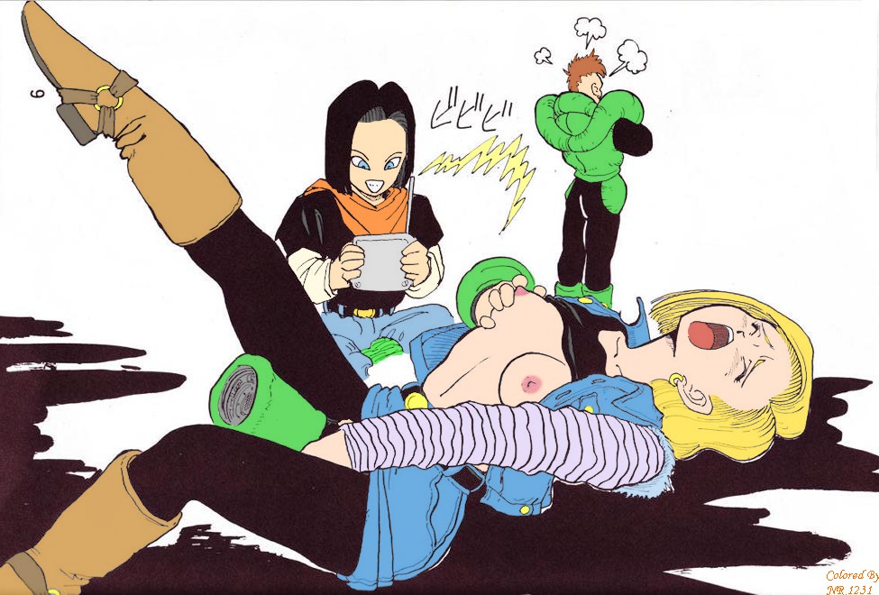 1girls android_16 android_17 android_18 boots breasts dragon_ball dragon_ball_z female masturbation pantyhose rule34