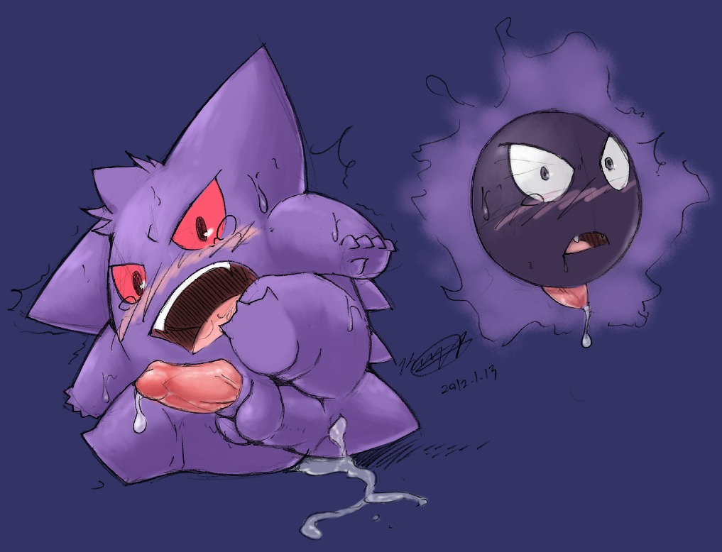 after_sex blush color cum feral flying fur gastly gengar interspecies male male_only multiple_males nude on_model penis pokemon rule34 tagme