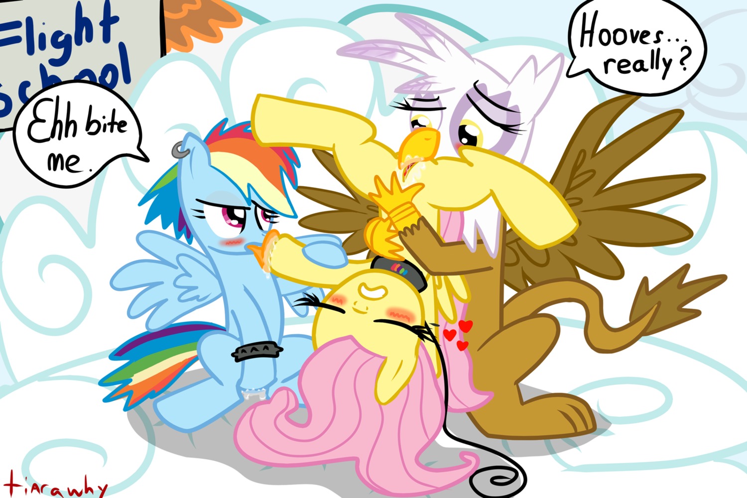 2012 ass_up avian beak blue_body blue_feathers blue_fur blush bodily_fluids clenched_teeth cloudsdale collar cunnilingus dialogue dominant dominant_female e621 ear_piercing ejaculation english_text equid equine eyes_closed feathered_wings feathers female female/female feral fluttershy_(mlp) friendship_is_magic fur genital_fluids genitals gilda_(mlp) group group_sex gryphon hair hasbro heart_symbol hi_res hoof_fetish hooves interspecies leash licking long_hair mammal masturbation multicolored_hair multicolored_tail my_little_pony mythological_avian mythological_creature mythological_equine mythology oral orgasm pegasus piercing pink_hair purple_eyes rainbow_dash_(mlp) rainbow_hair rainbow_tail saliva sex spread_legs spreading submissive submissive_female tail tail_tuft teeth text threesome tiarawhy tongue tongue_out trio tuft upside_down upside_down_cunnilingus vaginal vaginal_fluids vaginal_masturbation vaginal_squirting vulva wing_boner wings yellow_body yellow_eyes yellow_feathers yellow_fur