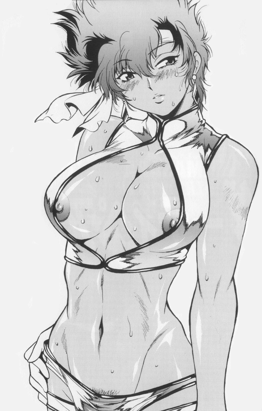 1girls 2010 blush breasts curvaceous dirty_pair female gloves greyscale headband human kei_(dirty_pair) large_breasts looking_at_viewer manabe_jouji monochrome nipples pubic_hair rule34 short_hair solo standing sweat tomboy wide_hips