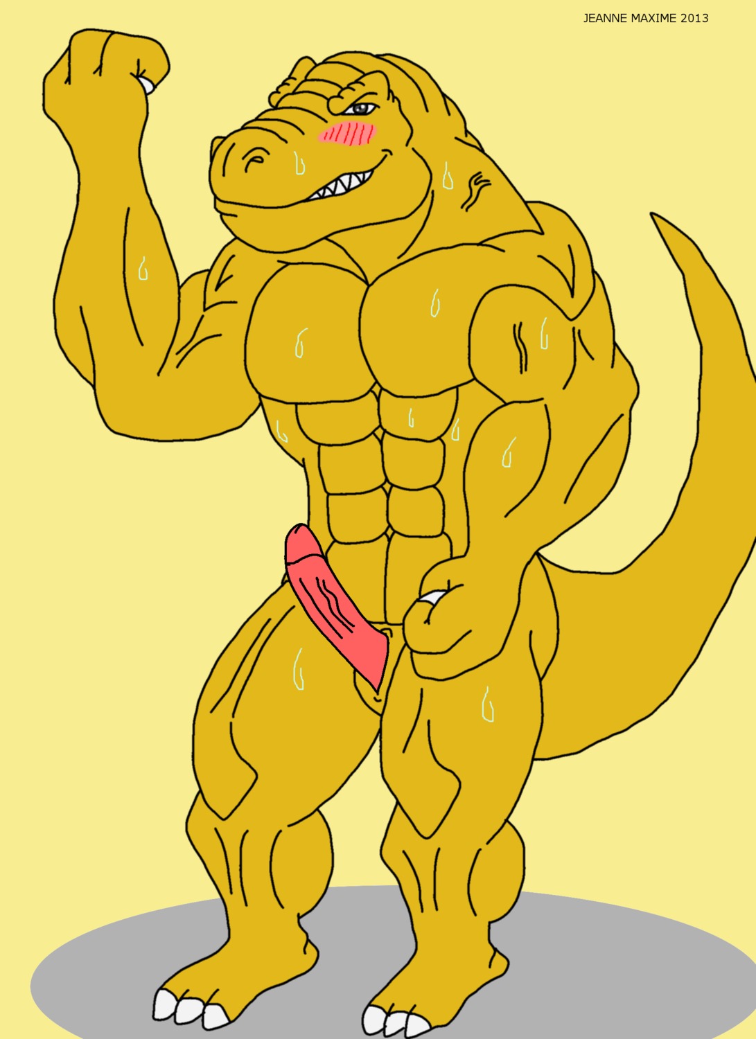 2013 abs anthro biceps dinosaur e621 erection extreme_dinosaurs flexing genitals hi_res male maxime-jeanne muscular muscular_anthro muscular_male nude pecs penis pose prehistoric_species reptile saurischian scalie solo t-bone_(extreme_dinosaurs) tail theropod tyrannosaurid tyrannosauroid tyrannosaurus tyrannosaurus_rex