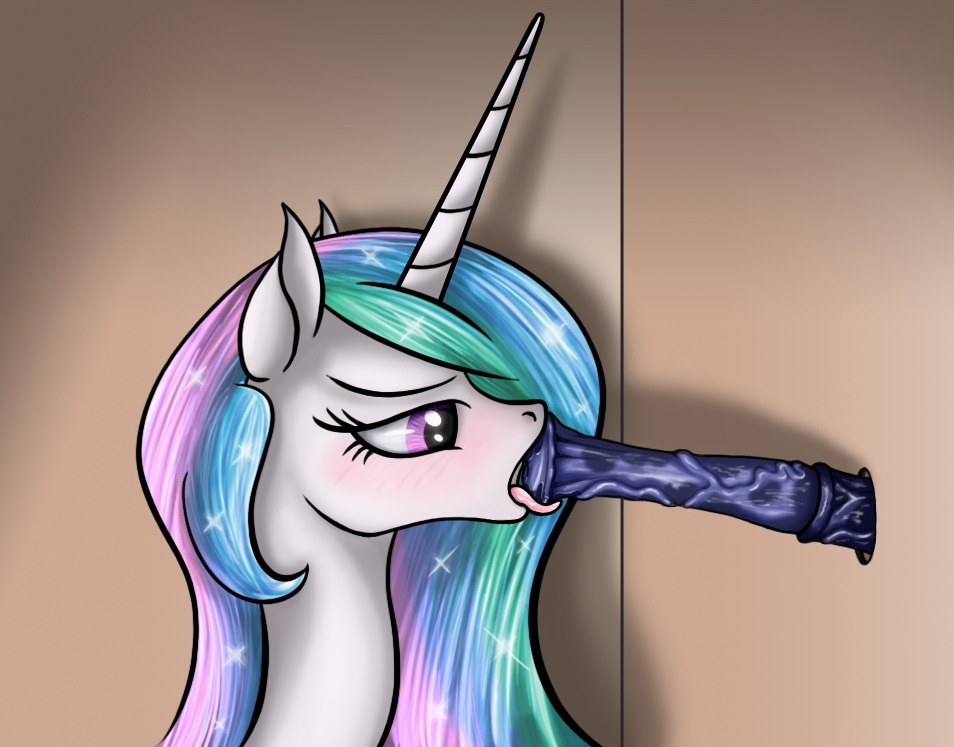 2014 animal_genitalia animal_penis disembodied_penis duo e621 equid equine equine_genitalia equine_penis erection female feral friendship_is_magic fur genitals glory_hole hair hasbro horn horse inside kaiku long_hair male male/female mammal multicolored_hair my_little_pony oral penis princess_celestia_(mlp) sex tongue vein white_body white_fur