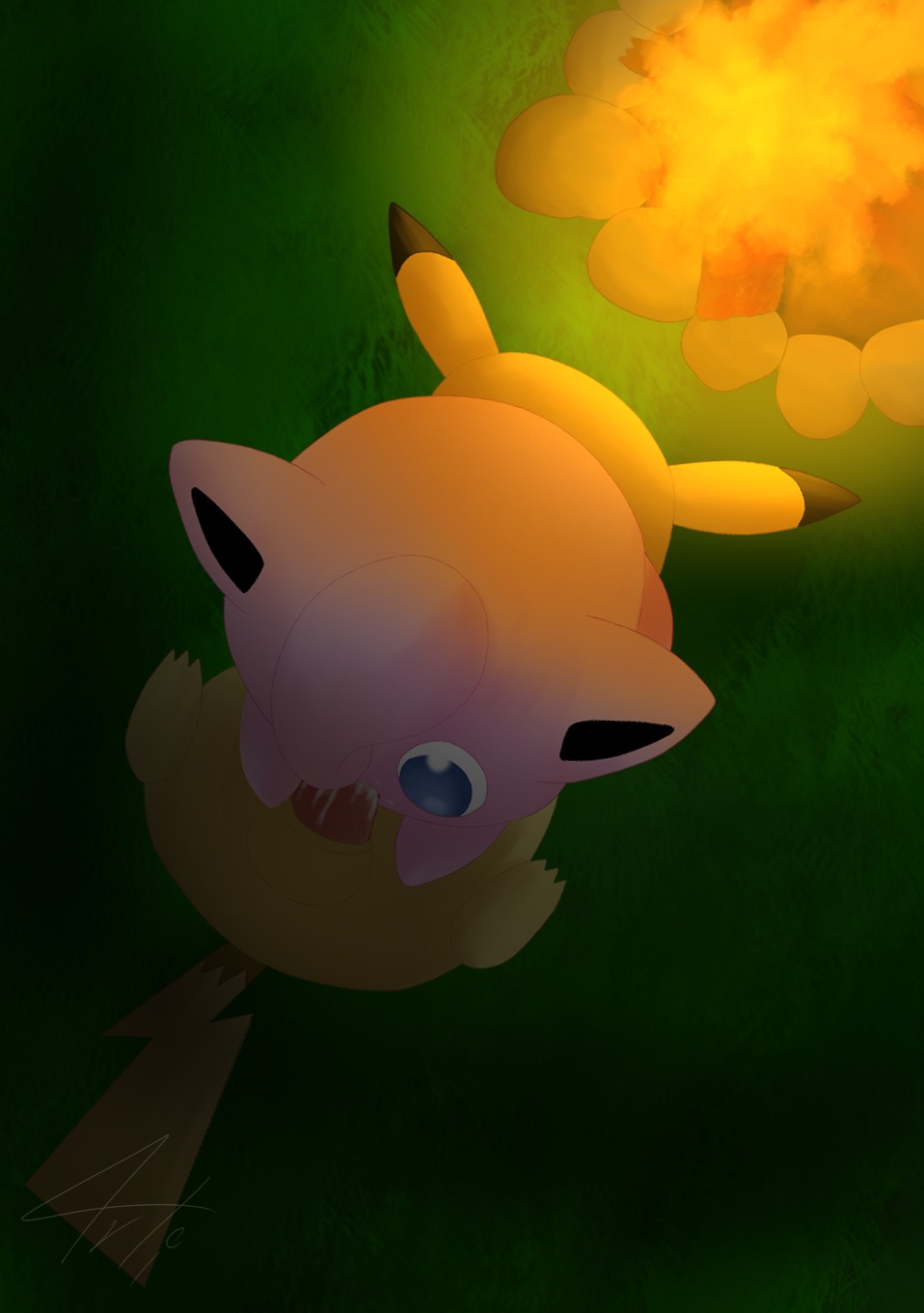 69 arti4000 color fellatio feral fire fur insertion interspecies jigglypuff lying male nintendo nude on_back oral penis pikachu pokemon pokemon_(species) rule34