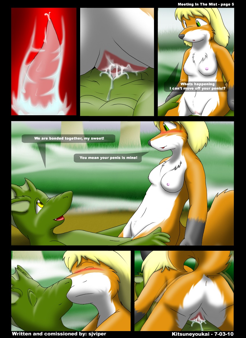2010 anthro anthro_on_anthro anthro_penetrated anthro_penetrating anthro_penetrating_anthro anus bodily_fluids canid canine comic cum cum_in_vagina cum_inside duo e621 female female_penetrated fox genital_fluids interspecies kissing kitsune_youkai knotting male male/female male_penetrating male_penetrating_female mammal nude penetration reptile scalie sex stuck_together tail vaginal vaginal_penetration