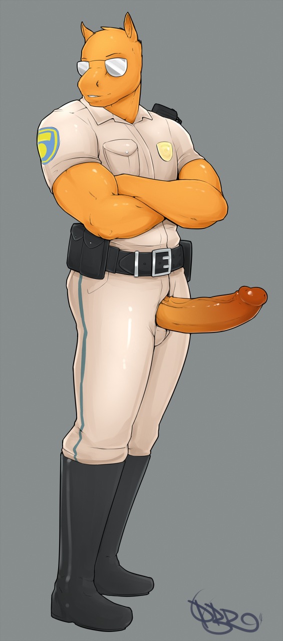 big_penis clothing e621 equid equine erection eyewear genitals hear_(artist) hi_res horse humanoid_genitalia humanoid_penis male mammal penis police solo sunglasses thick_penis uniform