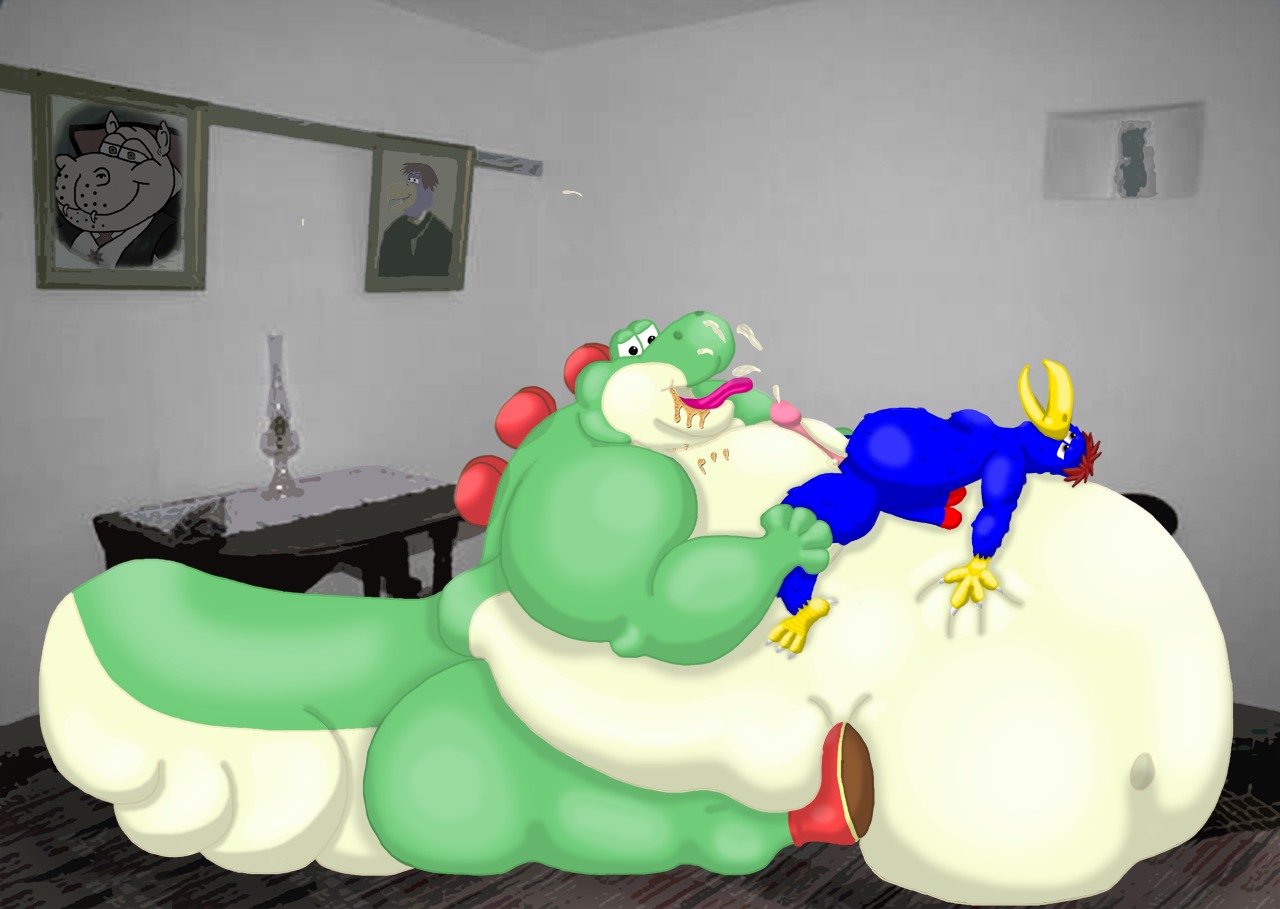 color cum hippotaur indoors interspecies male mario_(series) nintendo obese penis rule34 side_view size_difference tagme yoshi