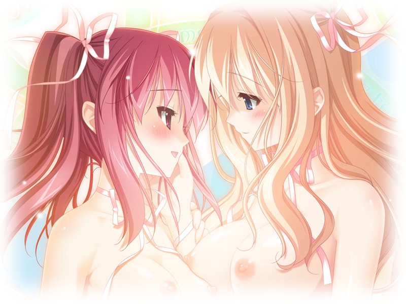 blonde_hair blue_eyes blush cg eroge female fuguriya game_cg matsubara_yuna multiple_females multiple_girls oda_nanami red_eyes red_hair rule34 schoolgirl sono_hanabira_ni_kuchizuke_wo yuri