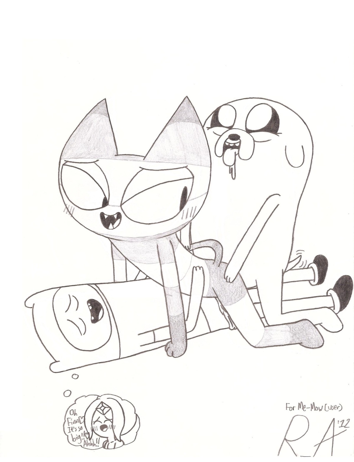 1girls 2boys adventure_time anal cat_girl catgirl dog dogboy double_penetration female finn_the_human human interspecies jake_the_dog male me-mow princess_bubblegum pussy random_anon rule34 thinking_of_someone_else thought_bubble threesome vaginal