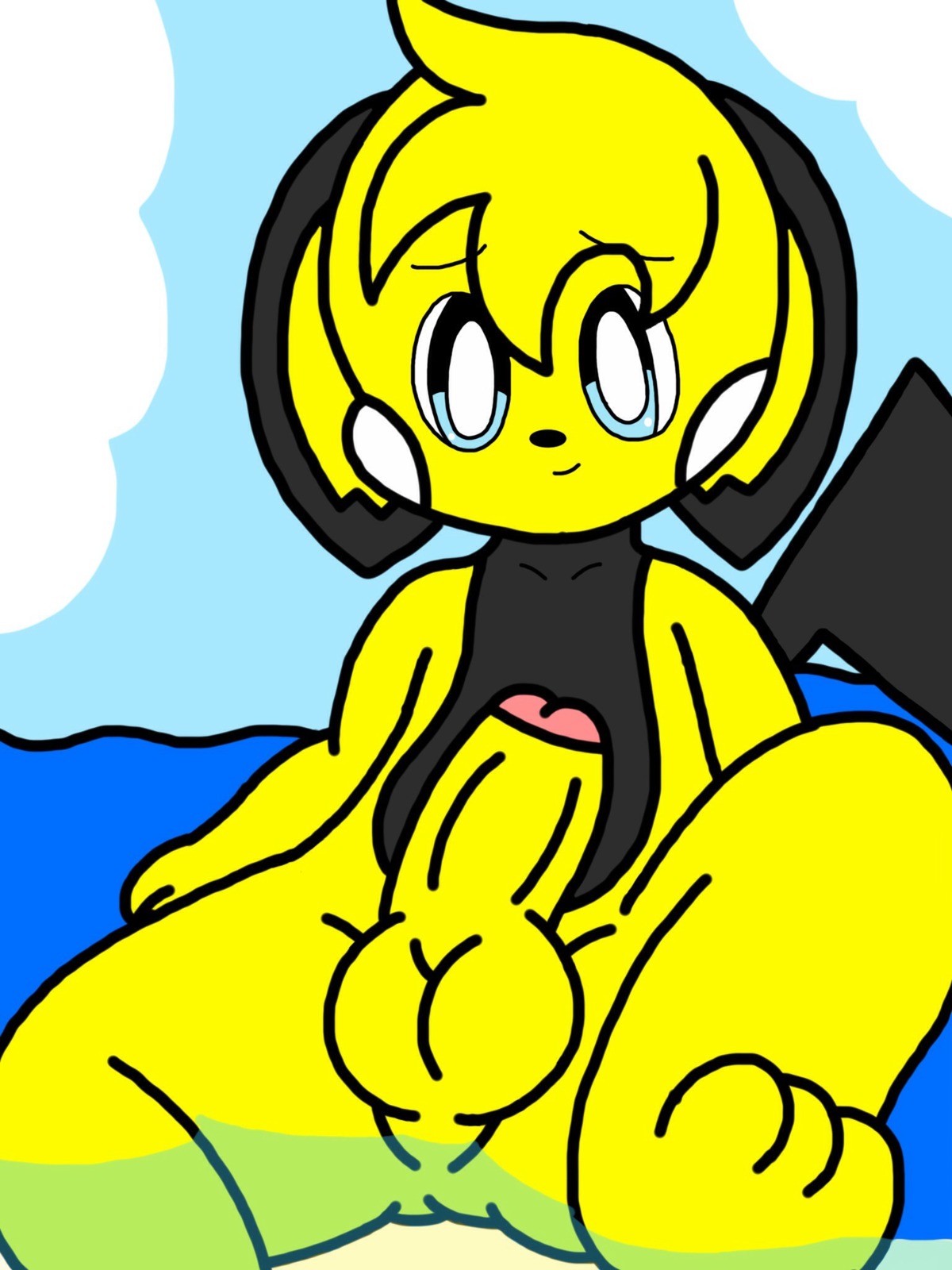3:4 anthro balls beach cloud e621 erection foreskin generation_2_pokemon genitals hi_res humanoid_genitalia humanoid_penis looking_at_viewer male mammal nintendo nude oshawott222_(artist) outside partially_retracted_foreskin penis pichu pokemon pokemon_(species) rodent seaside sky solo sparx_aries spread_legs spreading young young_anthro