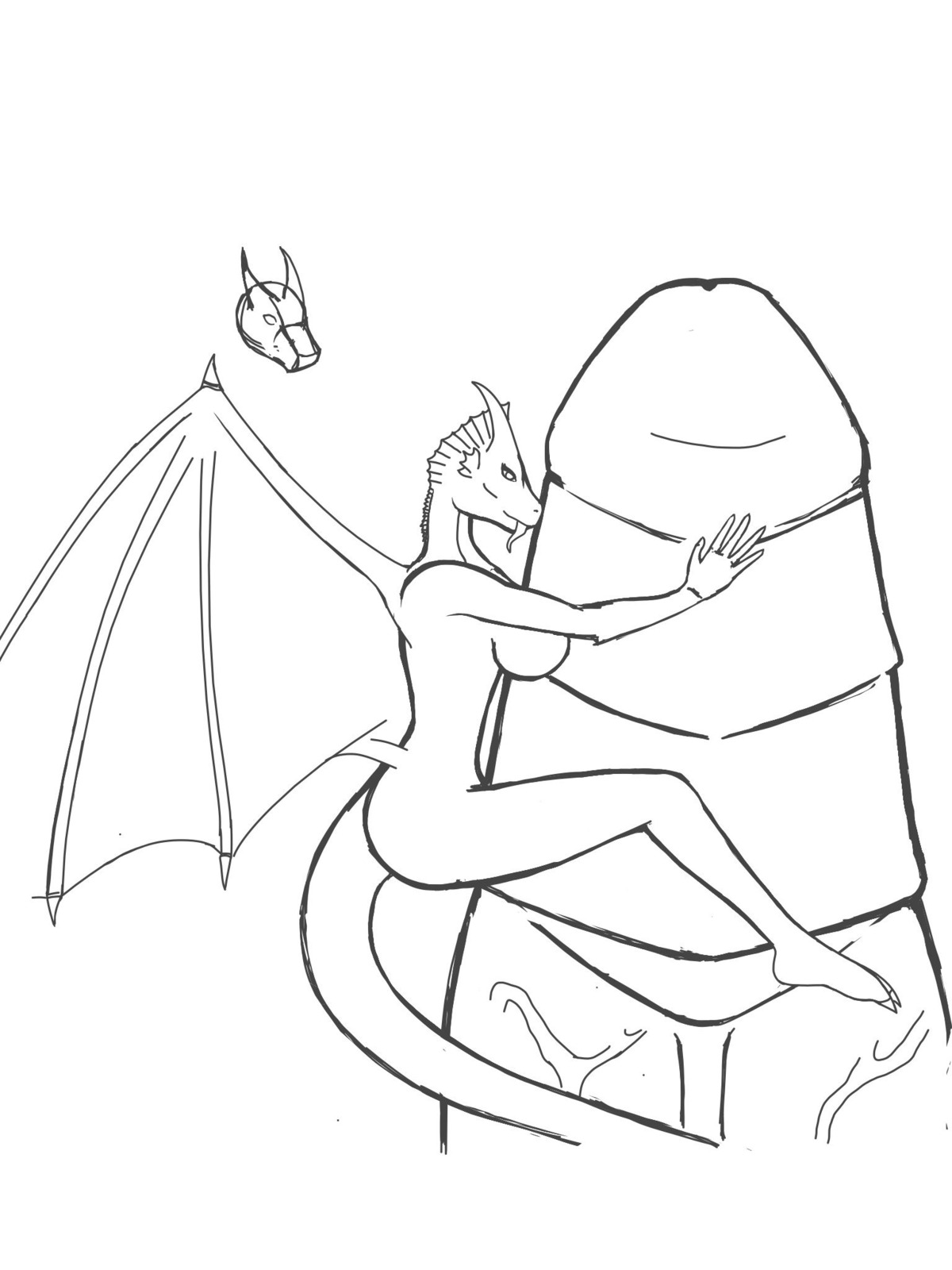 3:4 anthro big_penis black_and_white breasts claws dragon drakez duo e621 erection extreme_size_difference female genitals hi_res horn looking_at_viewer male male/female membrane_(anatomy) membranous_wings micro monochrome mythological_creature mythological_scalie mythology non-mammal_breasts nude penis ridged_penis ridges scalie simple_background size_difference sketch smaller_female solo_focus spectrum tail white_background wings