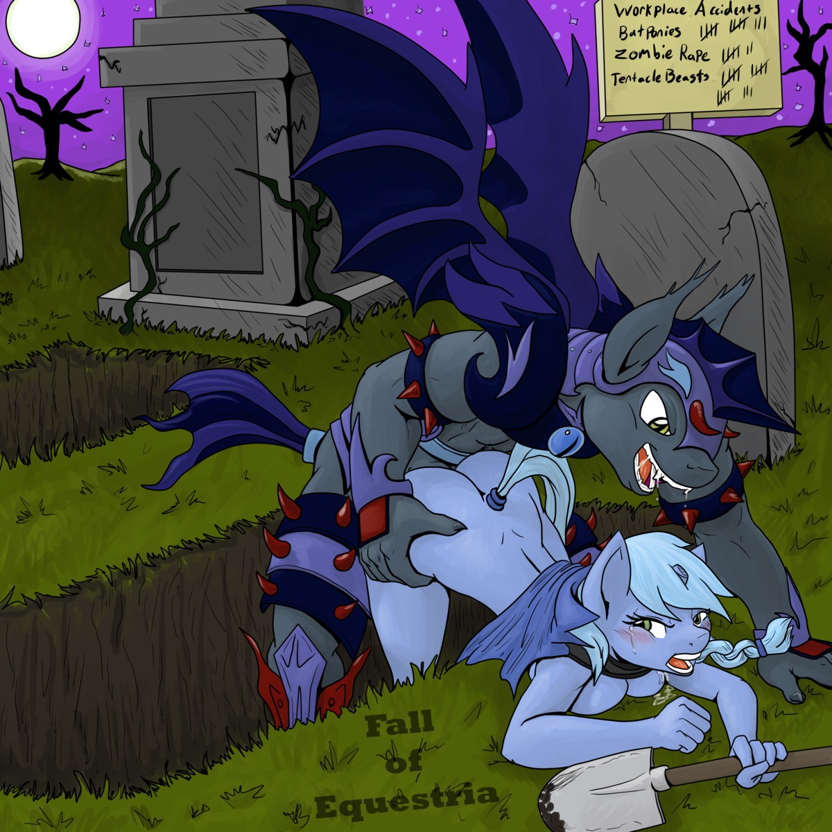 1:1 absurd_res alternate_species anthro bat_pony blush bodily_fluids breasts butt crying digital_media_(artwork) drooling duo e621 equid equine fall_of_equestria female forced genitals hasbro hi_res horse hybrid looking_back male mammal membrane_(anatomy) membranous_wings moon my_little_pony night penis pony rape saliva sex slashysmiley slave smudge_proof spectre_spooks tears teeth wings