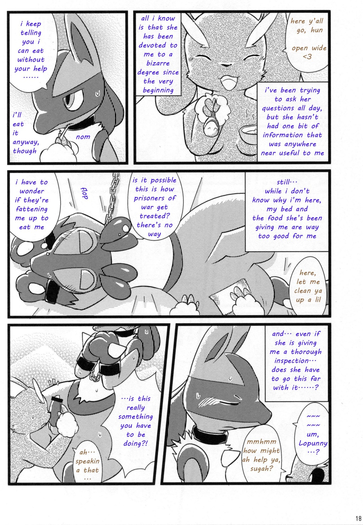 anthro bondage bound censored female food fur furry lopunny lucario male malesub nintendo penis pokemon pokemon_(species) rule34 straight