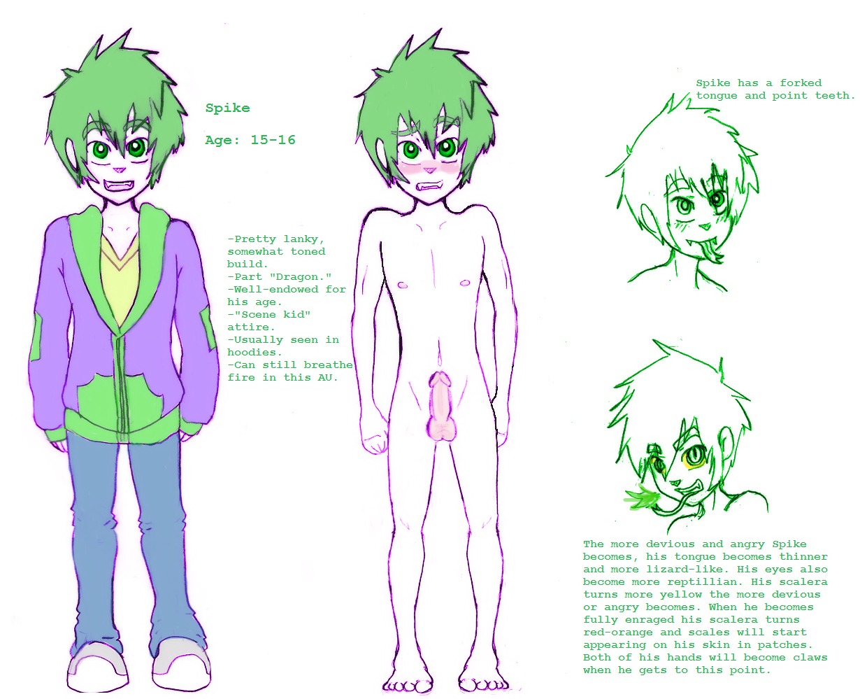 balls equestrianstrumpet friendship_is_magic green_hair male my_little_pony penis rule34 smooth_skin spike_(mlp) tagme