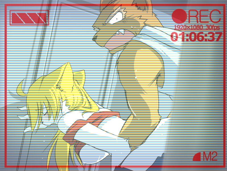 ambiguous_penetration angry anthro anthro_on_anthro bent_over blonde_hair blush bodily_fluids breasts camera_view canid canine canis caught_in_the_act clothed clothing domestic_dog duo e621 eyes_closed female female_penetrated fox from_behind_position fur hair kubikitsune kubikitsune_(character) leaning_on_wall locker_room looking_at_viewer looking_back looking_back_at_viewer male male/female male_penetrating male_penetrating_female mammal open_mouth partially_clothed penetration raised_clothing raised_shirt raised_topwear recording rudolf_(kubikitsune) sex sharp_teeth shirt standing_doggystyle sweat teeth topwear white_body white_fur