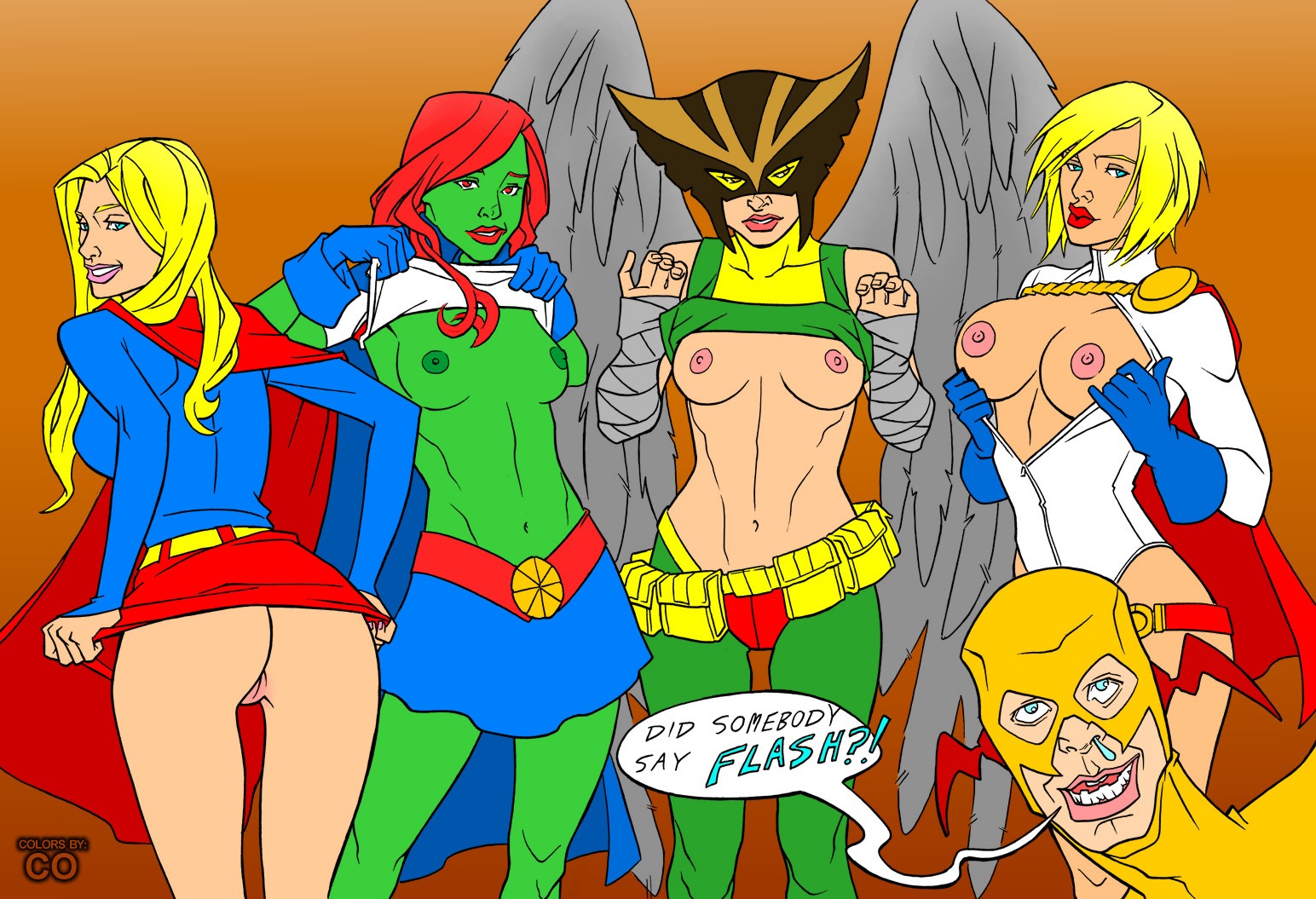 dc dc_comics female hawkgirl justice_league kara_danvers kara_zor-el kara_zor-l karen_starr kendra_saunders male miss_martian power_girl robnix rule34 supergirl superman_(series) the_flash zoom