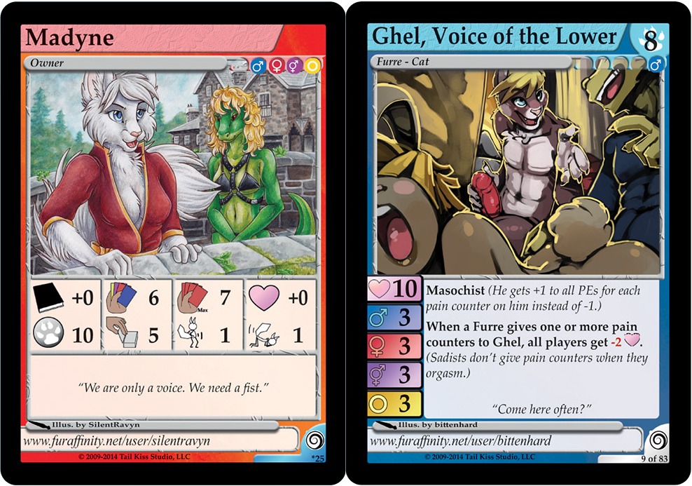 anthro bittenhard breasts card card_template clothed clothing digital_media_(artwork) domestic_cat duo e621 english_text erection felid feline felis female furoticon gender_symbol genitals group humanoid_genitalia humanoid_penis intersex_symbol lagomorph leporid lizard lyscilla_(furoticon) male mammal multiple_images nude open_mouth penis rabbit reptile scalie silentravyn symbol text trading_card trading_card_game trading_card_template traditional_media_(artwork) url