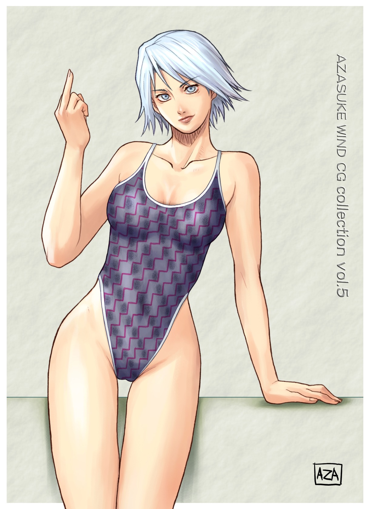 azasuke breasts christie_(doa) dead_or_alive female highres middle_finger rule34 swimsuit tecmo
