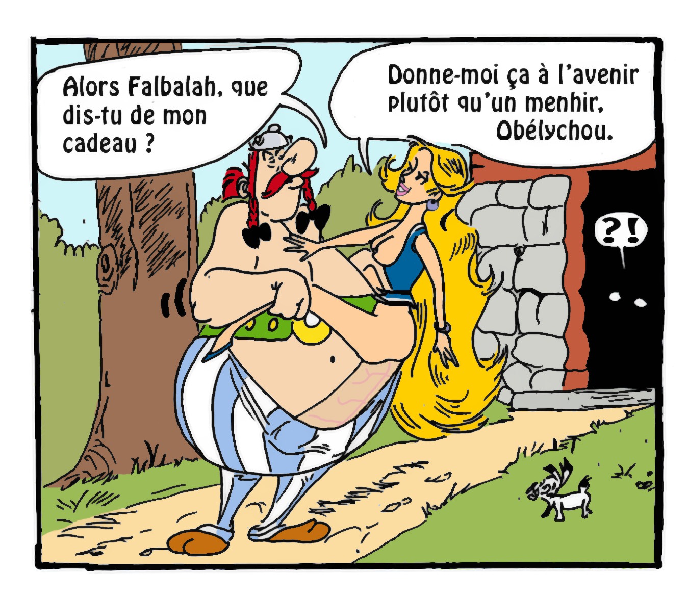 1girls 2d ass asterix_and_obelix breasts dan_(artist) dogmatix female male nipples obelix panacea rule34 sex