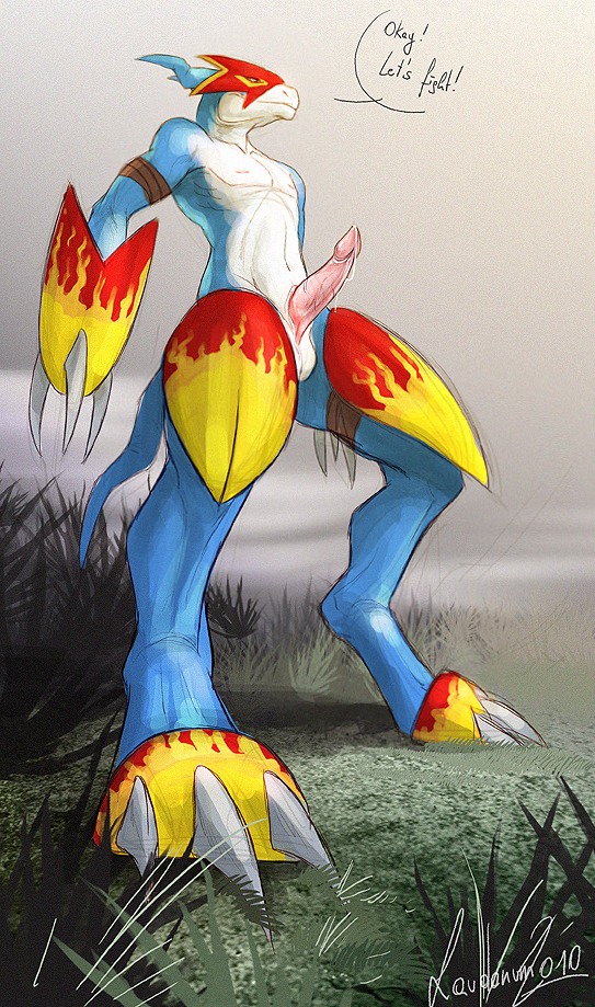 anthro digimon digimon_(species) dragon flamedramon laudanum male male_only penis rule34 scalie solo standing tagme