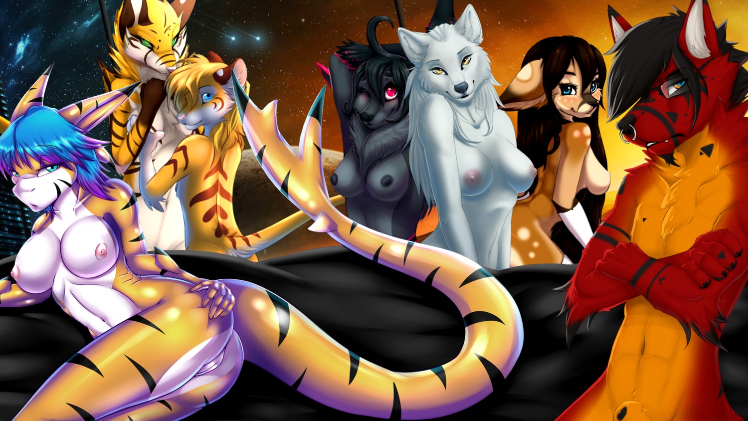 16:9 animal_genitalia anthro aquatic blue_eyes breasts canid canine canis collage_(artwork) e621 female fish future genitals glowing glowing_eyes group hair hi_res katsuke long_hair male mammal mineva nipples nnecgrau non-mammal_nipples nude penis penis_tip science_fiction shark sheath tail talu_lupus tass_(tassy) tassy_(artist) third-party_edit vulva wallpaper widescreen williamca wolf xander_(chillswitch)