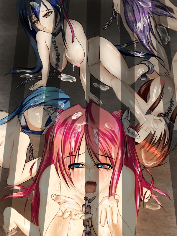 4girls bondage censored collar female multiple_females multiple_girls rule34 slave