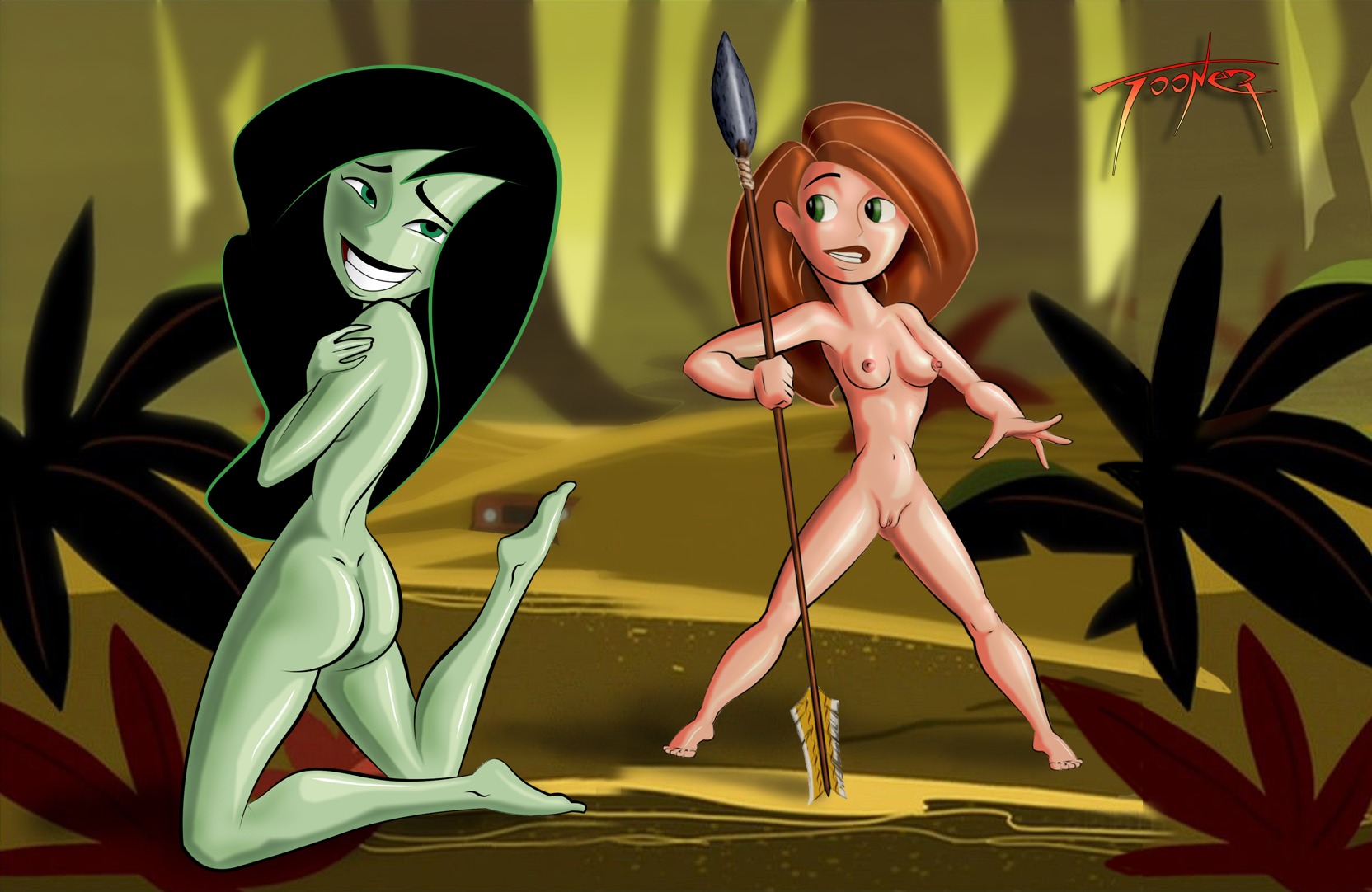 disney female female_only human kim_possible kimberly_ann_possible multiple_females multiple_girls nipples rule34 shego straight_hair tagme tooner