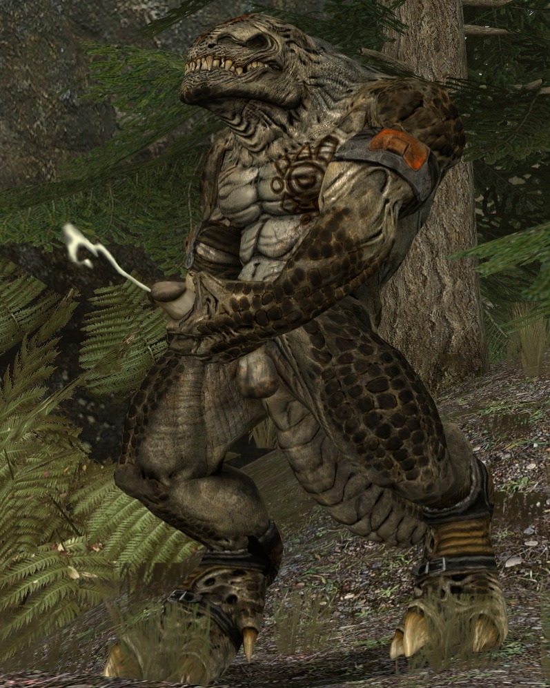 3d_(artwork) bodily_fluids cum digital_media_(artwork) e621 erection genital_fluids genitals humanoid_genitalia humanoid_penis lizard male nude orgasm penis reptile scalie solo tail unknown_artist
