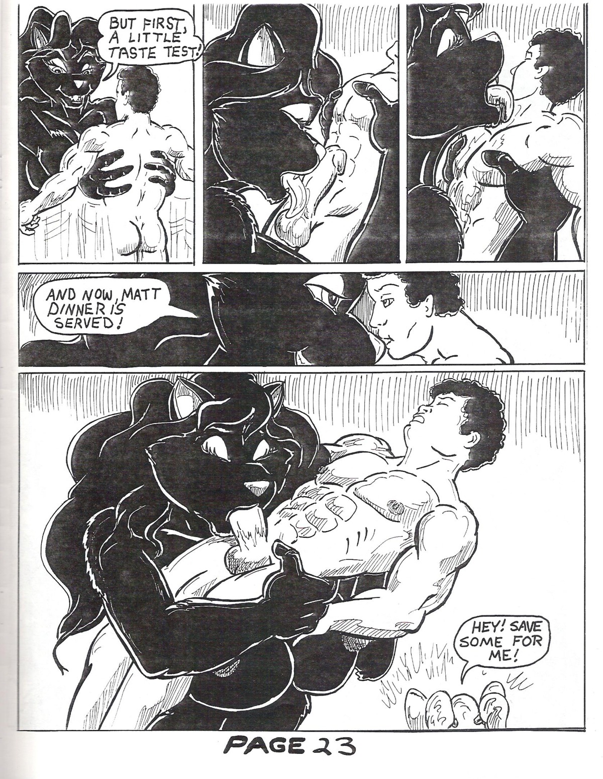 anthro anthro_penetrated big_breasts breasts comic domestic_cat duo_focus e621 english_text erection felid feline felis fellatio female genitals group hi_res huge_breasts human human_on_anthro human_penetrating human_penetrating_anthro interspecies larger_female licking male male/female mammal monochrome nude oral oral_penetration oscar_marcus penetration penile penis penis_lick penis_on_tongue sex size_difference smaller_male text tongue tongue_out