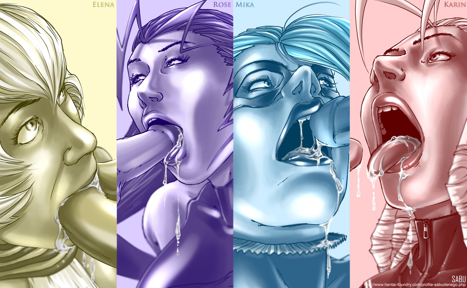capcom dark-skinned_female dark_skin elena_(street_fighter) fellatio female human karin_kanzuki male oral rainbow_mika rose_(street_fighter) rule34 sabudenego straight straight_hair street_fighter
