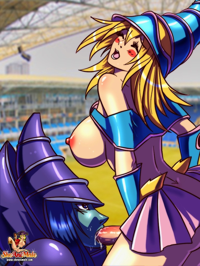 1boy 1futa chocolate_and_vanilla cum cum_in_mouth cum_inside dark-skinned_male dark-skinned_sub dark_magician dark_magician_girl dark_skin dickgirl fellatio female futa_on_male futadom futanari intersex light-skin light-skinned_futanari male rule34 sheanimale yu-gi-oh!