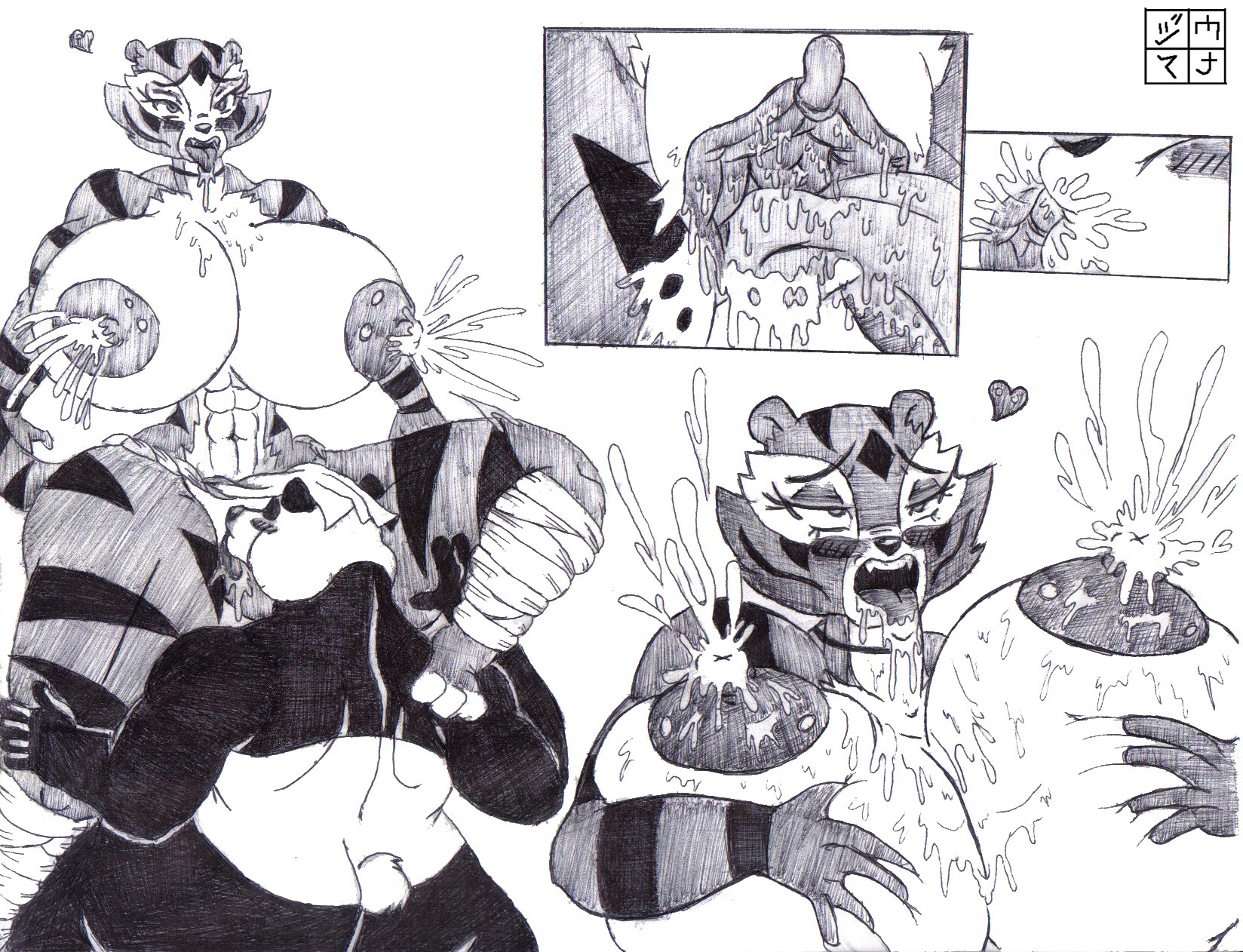 anthro bear dreamworks dxoz feline female giant_panda kung_fu_panda male master_po_ping master_tigress panda po-kka rule34 tagme tiger