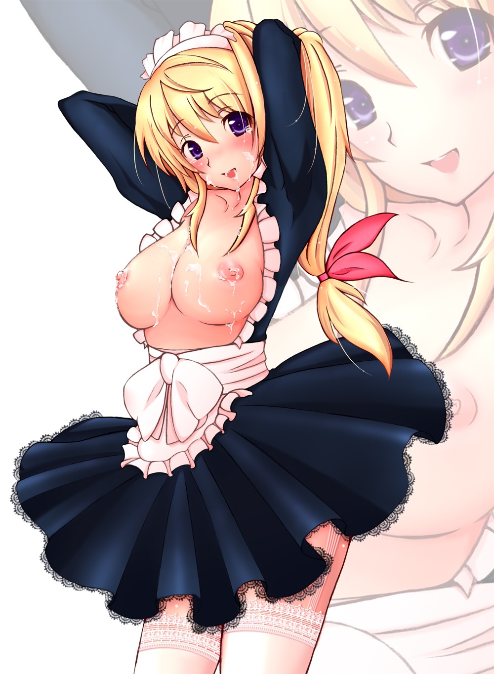after_sex blonde_hair breasts charlotte_dunois cum cum_on_breasts cum_on_face female infinite_stratos maid rule34 solo